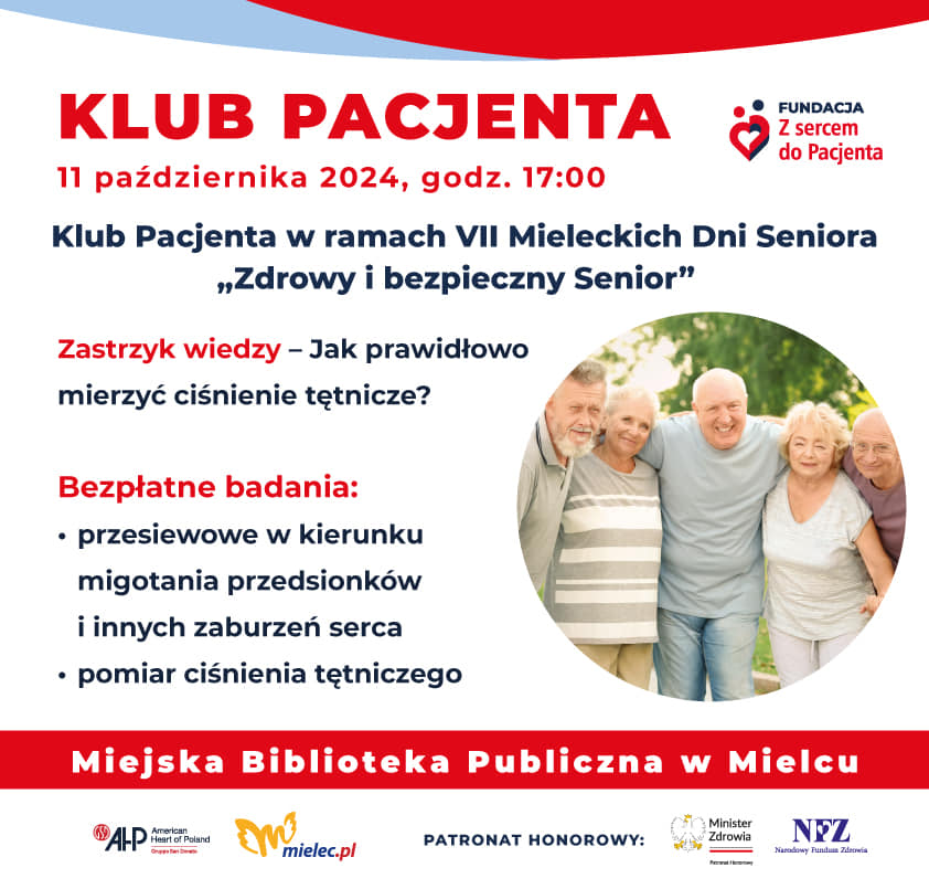 Klub Pacjenta w trakcie dnia “Zdrowy i bezpieczny senior” w ramach  VII Mieleckich Dni Seniora