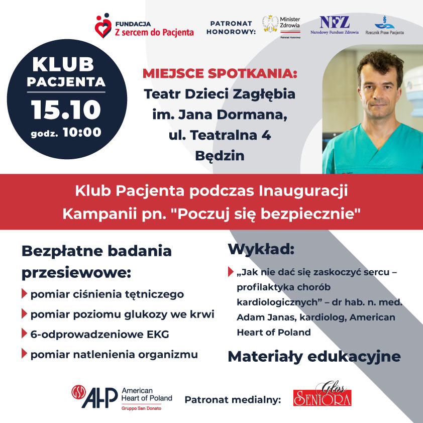 Klub Pacjenta w Będzinie podczas Inauguracji Kampanii "Poczuj się bezpiecznie"